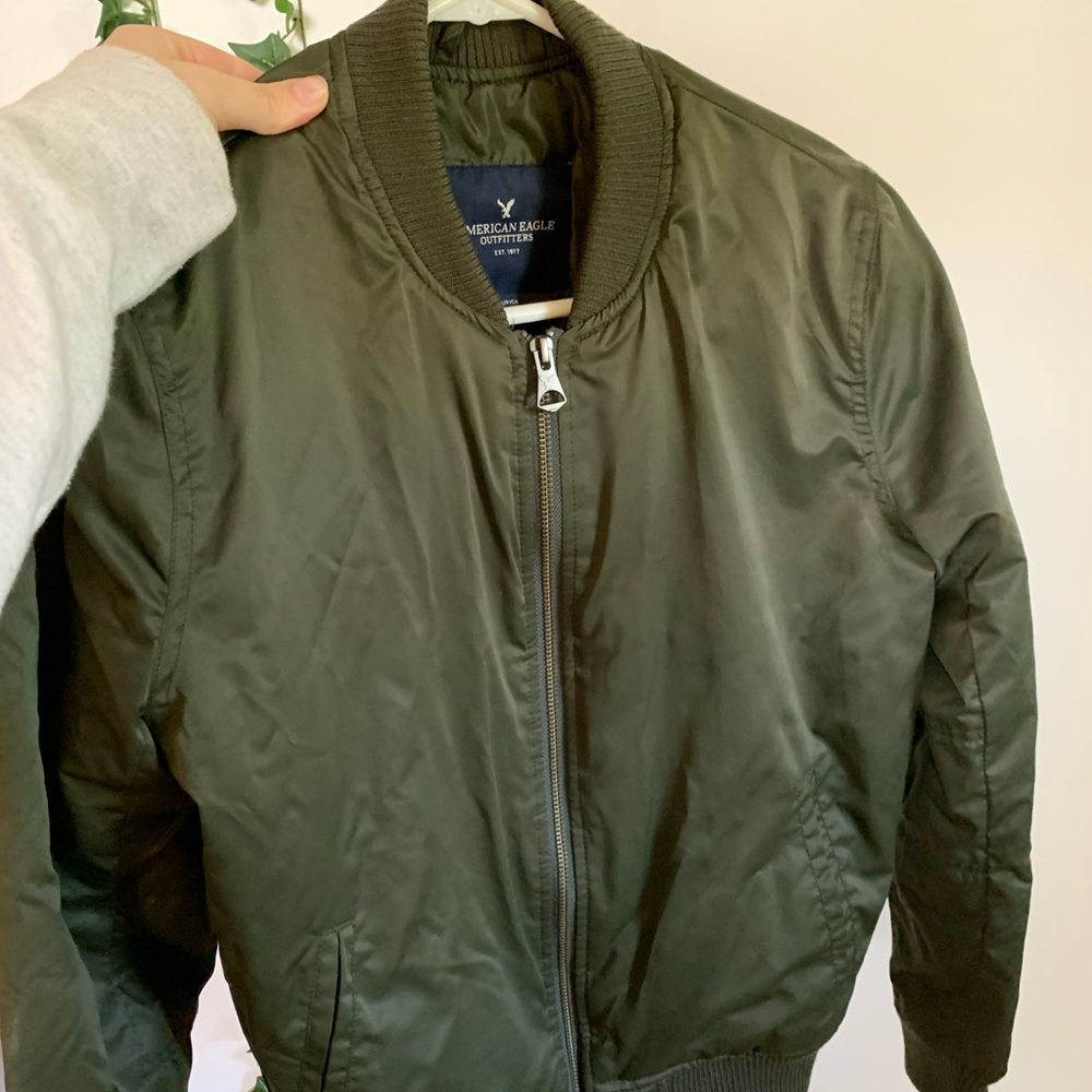 Green American Eagle Bomber Jacket